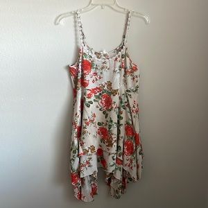 En Creme floral spaghetti strap mini dress